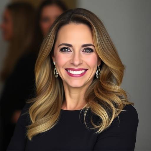 Ritratto di Isabella Ferrari, Direttore Creativo di Bellissima Moda, sorridente e vestita elegantemente